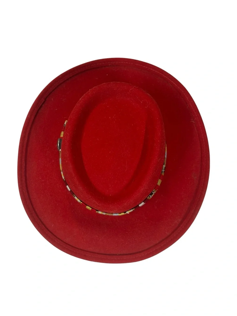 BAILEY Red Felt Fedora with Southwestern Patterned Band